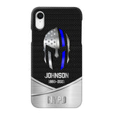 Personalized US Flag Law Enforcement Thin Blue Line Department Phone Case Printed 23JUL-PD12