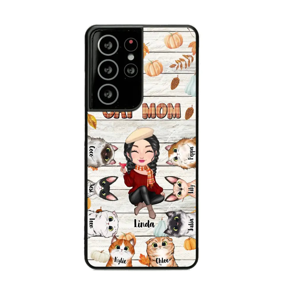 Personalized Cat Mom Fall Season Pumpkin Phonecase Printed MTPN1107