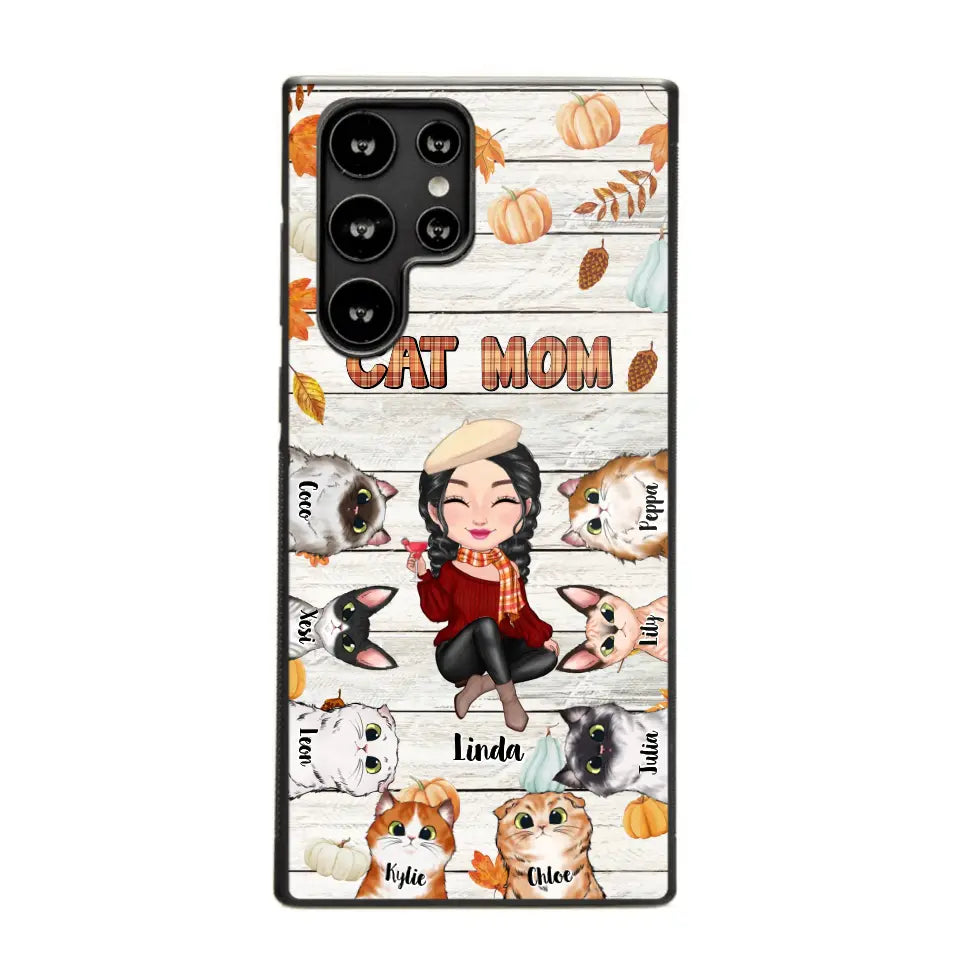 Personalized Cat Mom Fall Season Pumpkin Phonecase Printed MTPN1107