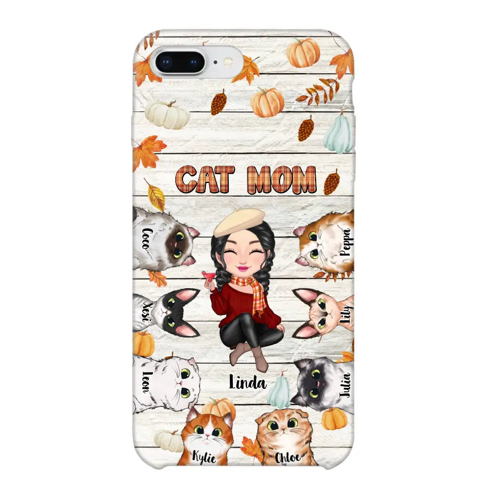 Personalized Cat Mom Fall Season Pumpkin Phonecase Printed MTPN1107