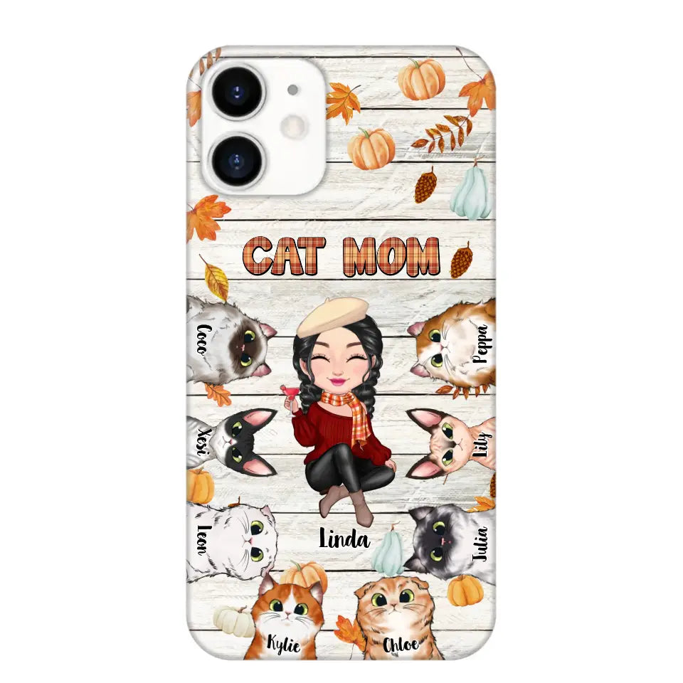 Personalized Cat Mom Fall Season Pumpkin Phonecase Printed MTPN1107