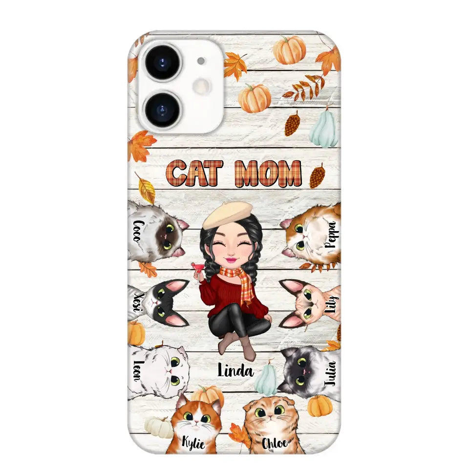 Personalized Cat Mom Fall Season Pumpkin Phonecase Printed MTPN1107