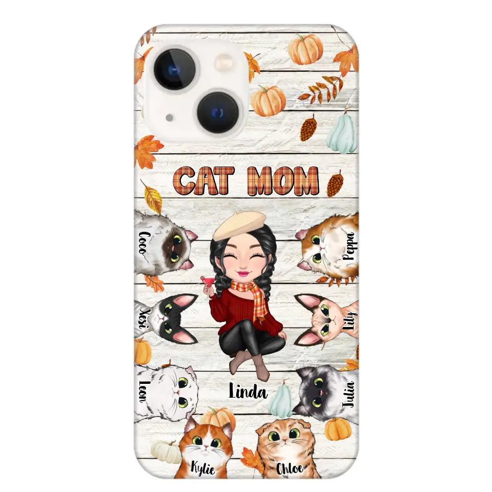 Personalized Cat Mom Fall Season Pumpkin Phonecase Printed MTPN1107