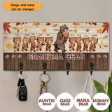 Personalized Fall Season Grandma Bear Kid Names Key Holder Printed PNHN1207