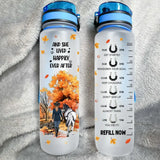 Personalized And She Lived Happily Ever Aften Horse Girl Water Tracker Bottle Printed MTHHN1407