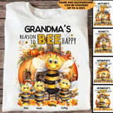 Personalized Fall Season Pumpkin Grandma's Reason To Bee Happy Bees & Kid Names T-Shirt Printed 23JUL-KVH17