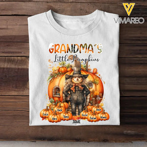 Personalized Fall Season Pumpkin Grandma's Little Pumpkins Kid Names T-Shirt Printed MTDNL1707