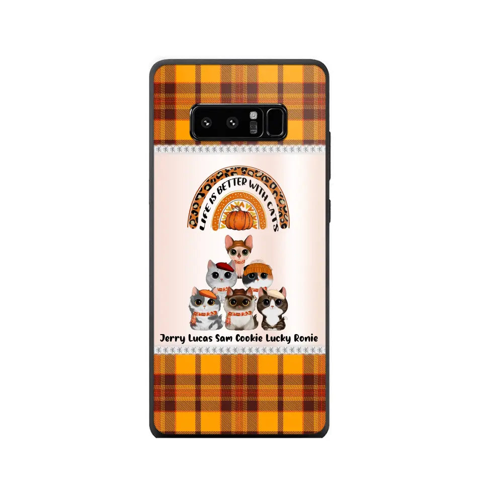 Personalized Life Is Better With Cats Fall Season Cat Lovers Phonecase Printed PNPVD1407