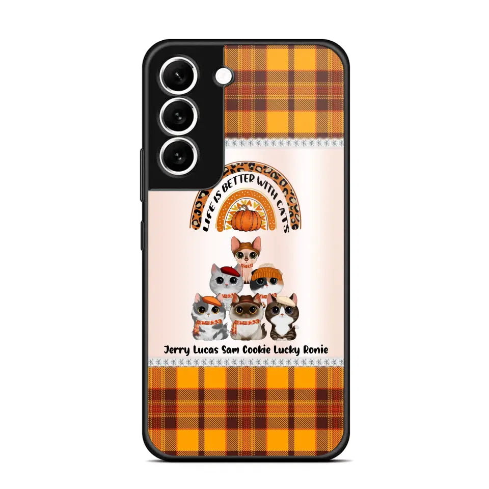 Personalized Life Is Better With Cats Fall Season Cat Lovers Phonecase Printed PNPVD1407