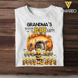 Personalized Fall Season Pumpkin Grandma's Reason To Bee Happy Bees & Kid Names T-Shirt Printed 23JUL-KVH17