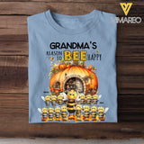 Personalized Fall Season Pumpkin Grandma's Reason To Bee Happy Bees & Kid Names T-Shirt Printed 23JUL-KVH17