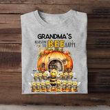 Personalized Fall Season Pumpkin Grandma's Reason To Bee Happy Bees & Kid Names T-Shirt Printed 23JUL-KVH17