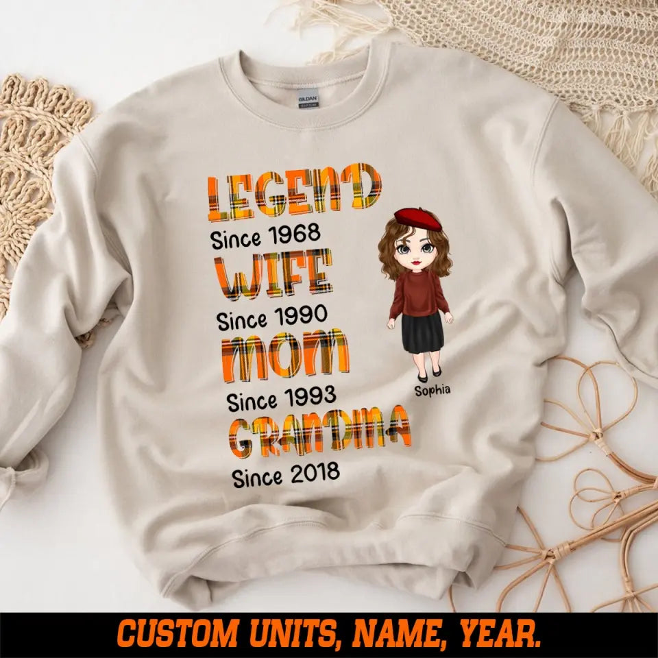 Personalized Legend Wife Mom or Grandma Year Fall Season Sweater 3D Printed HTHHN1707