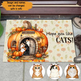 Personalized Fall Season Pumpkin Hope You Like Cats Cat Lovers Gift Doormat Printed MTKVH1707