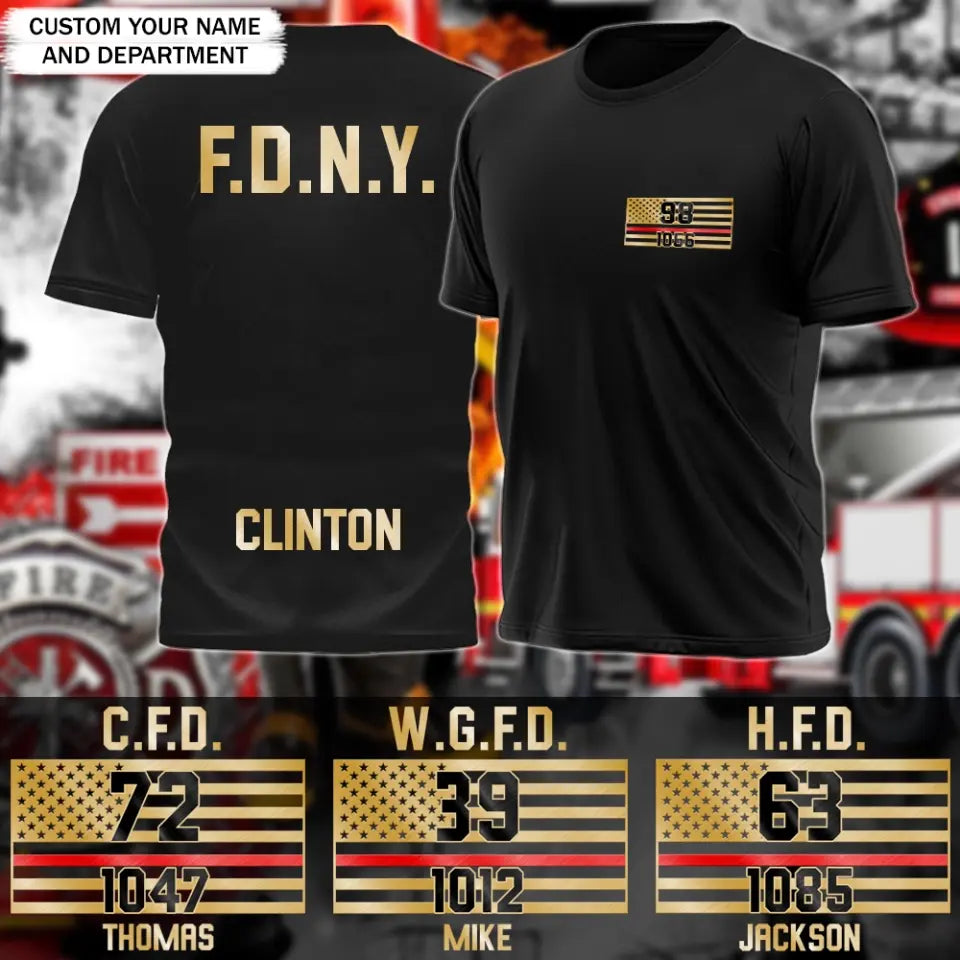 Personalized US Firefighter Tshirt Printed QTPVD197