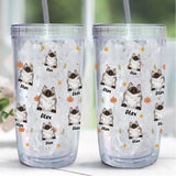 Personalized Fall Season Pumpkin Cat with Name Cat Lovers Gift Acrylic Insulated Tumbler Printed HTHPVD1807