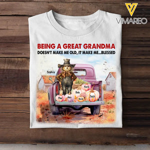 Personalized Fall Season Pumpkin Being A Great Grandma Doesn't Make Me Old It Make Me Blessed TShirt Printed HTHHN1907