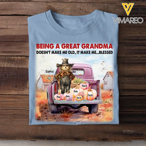 Personalized Fall Season Pumpkin Being A Great Grandma Doesn't Make Me Old It Make Me Blessed TShirt Printed HTHHN1907