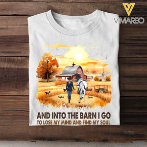 Personalized Horse Girl And Into The Barn I Go To Lose My Mind And Find My Soul T-shirt Printed MTHHN2007