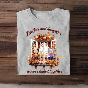 Personalized Mother And Daughters Forever Linked Together T-shirt Printed HTHHN2107