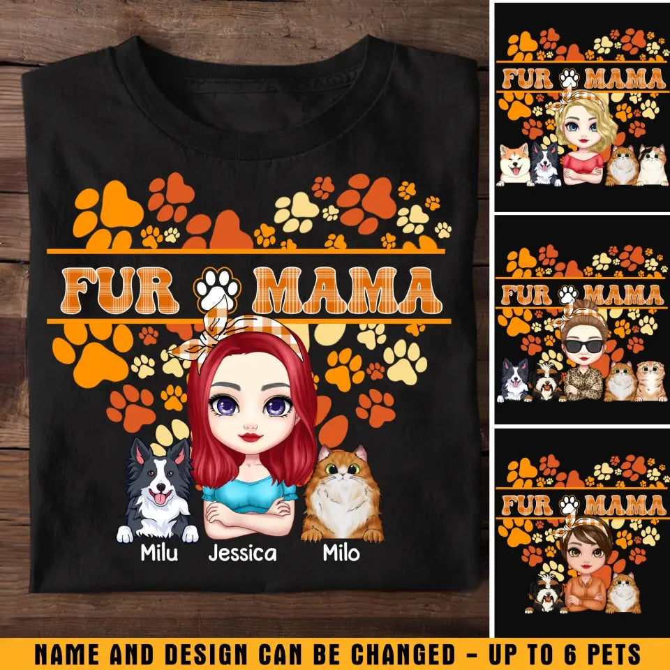 Personalized Fall Season Fur Mama, Cat lover, Dog Lover Tshirt Printed QTKH227