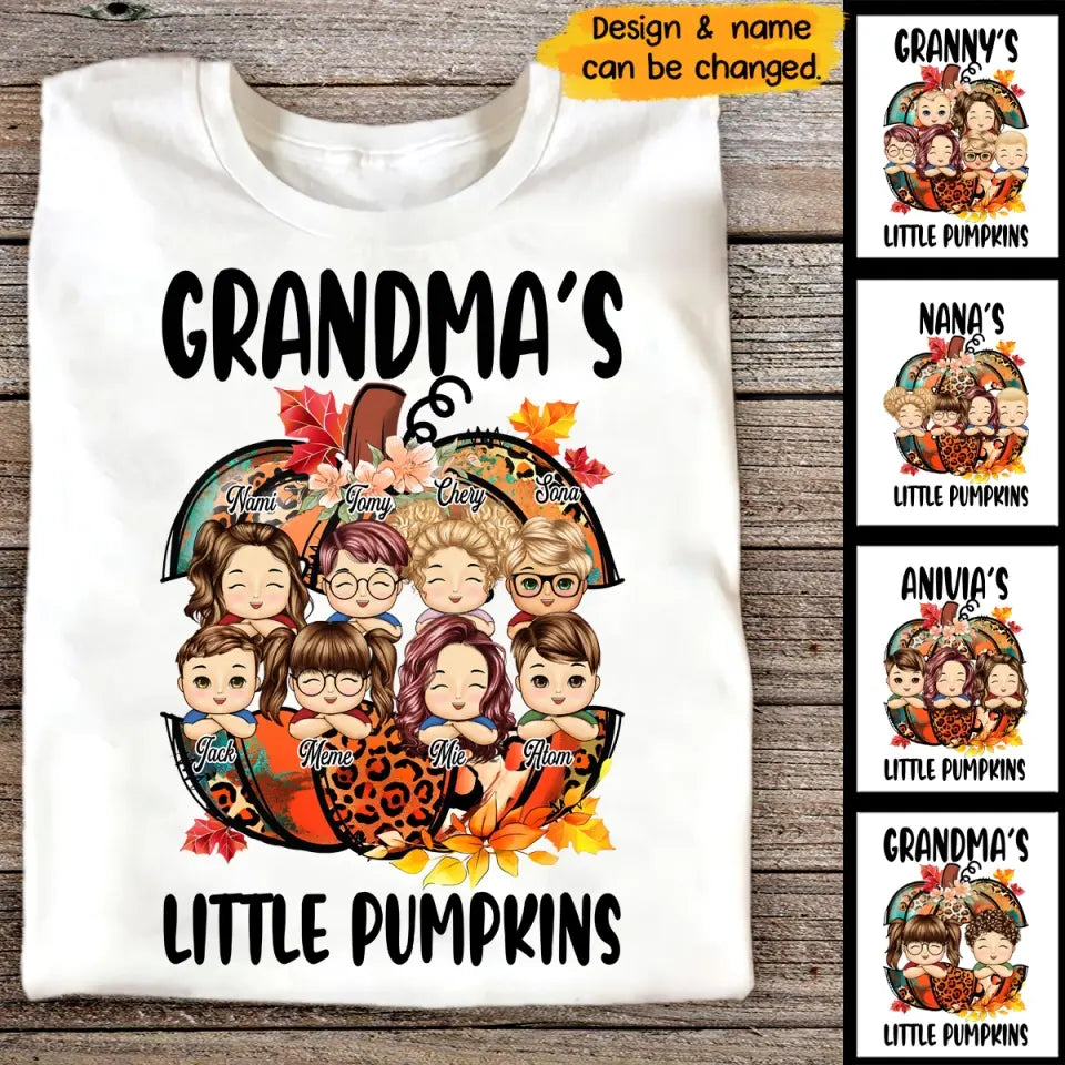 Personalized Fall Season Grandma's Little Pumpkins T-shirt Printed HTH-DNL20