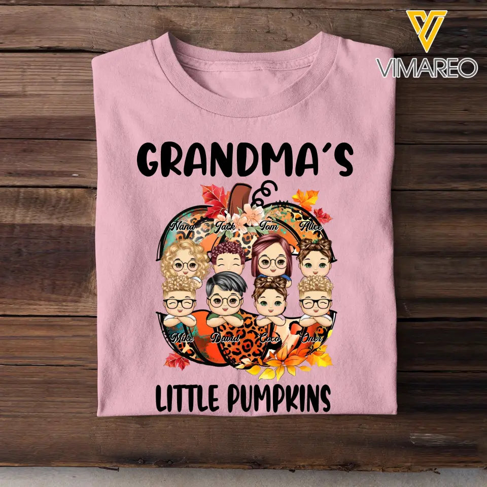 Personalized Fall Season Grandma's Little Pumpkins T-shirt Printed HTH-DNL20