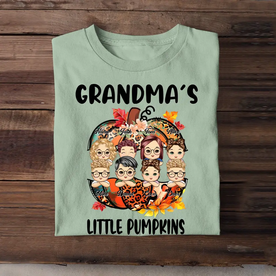 Personalized Fall Season Grandma's Little Pumpkins T-shirt Printed HTH-DNL20