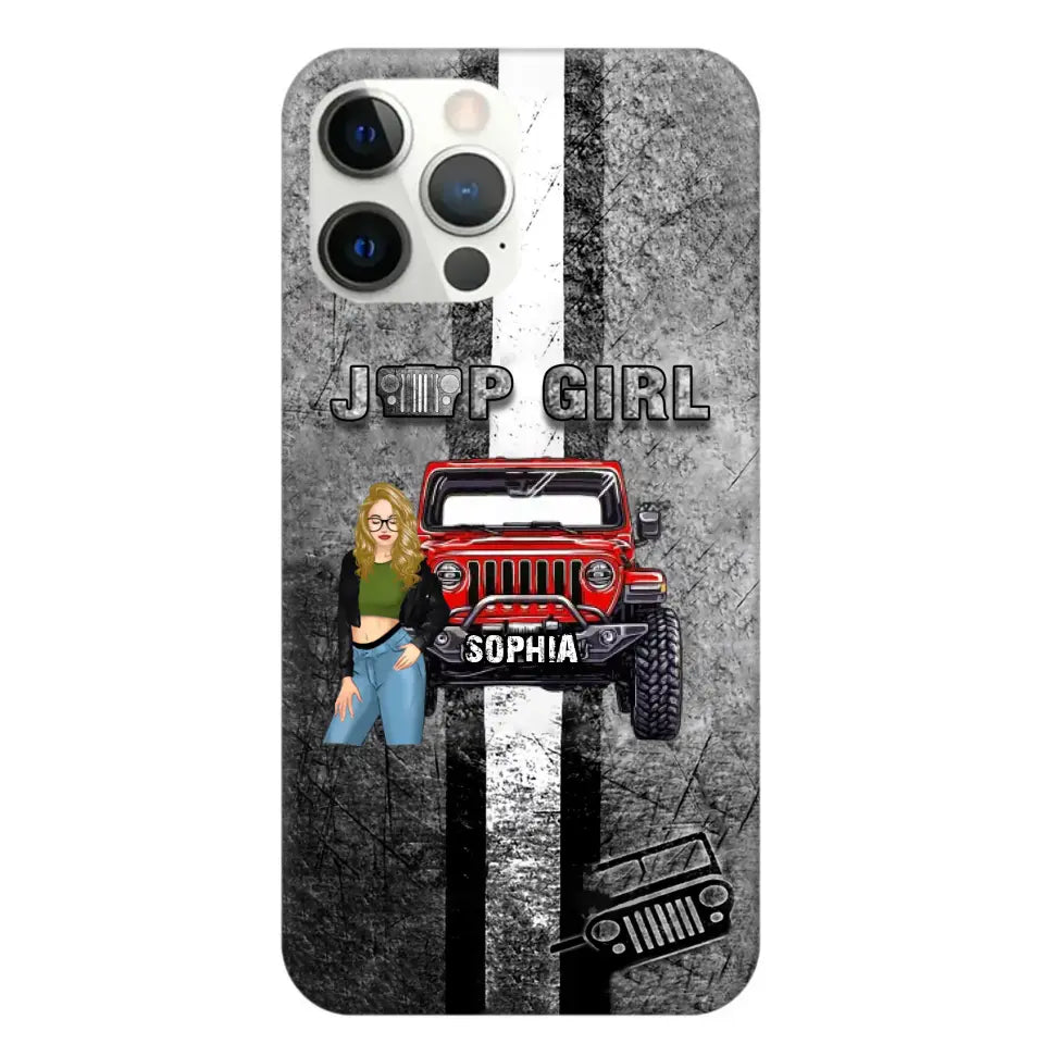 Personalized Jeep Girl with Name Phonecase Printed HTHHN2407