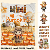 Personalized Fall Season Grandma's Little Pumpkins & Kid Names Fleece or Sherpa Blanket Printed HTHPD2607