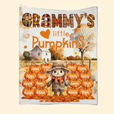 Personalized Fall Season Grandma's Little Pumpkins & Kid Names Fleece or Sherpa Blanket Printed HTHPD2607