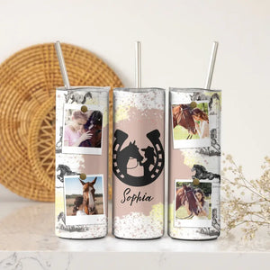 Personalized Upload Your Horse Photo Gift For Girl Love Horse Skinny Tumbler Printed JUL202325KVH