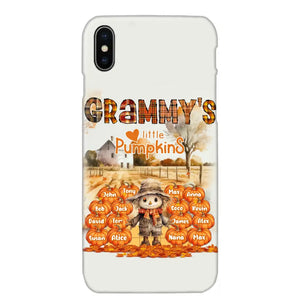 Personalized Fall Season Grandma's Little Pumpkins Scarecraw & Kid Names Phonecase Printed HTHPD2607