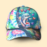 Personalized Dolphin Grandma Hearts & Kid Names Cap Printed MTPN202316