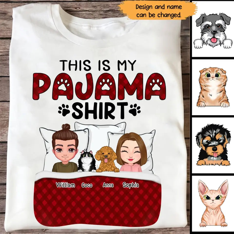 Personalized This Is My Pajama Shirt Couple & Pets Dog Lovers Cat Lovers Gift T-shirt Printed MTHHN202315