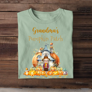 Personalized Fall Season Pumpkin Patch Grandma & Kid Name T-Shirt Printed MTHPVD1307