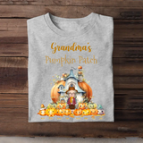 Personalized Fall Season Pumpkin Patch Grandma & Kid Name T-Shirt Printed MTHPVD1307