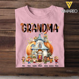 Personalized Fall Season Pumpkin House Grandma & Kid Names T-shirt Printed MTHPN1207