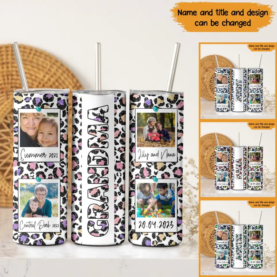 Personalized Upload Your Photo Gift For Grandma Skinny Tumbler Printed 202373DNL