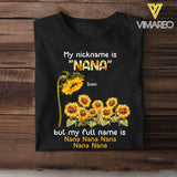 Personalized My Nickname Is Nana Grandma Sunflower Kid Name T-shirt Printed MTHN202350