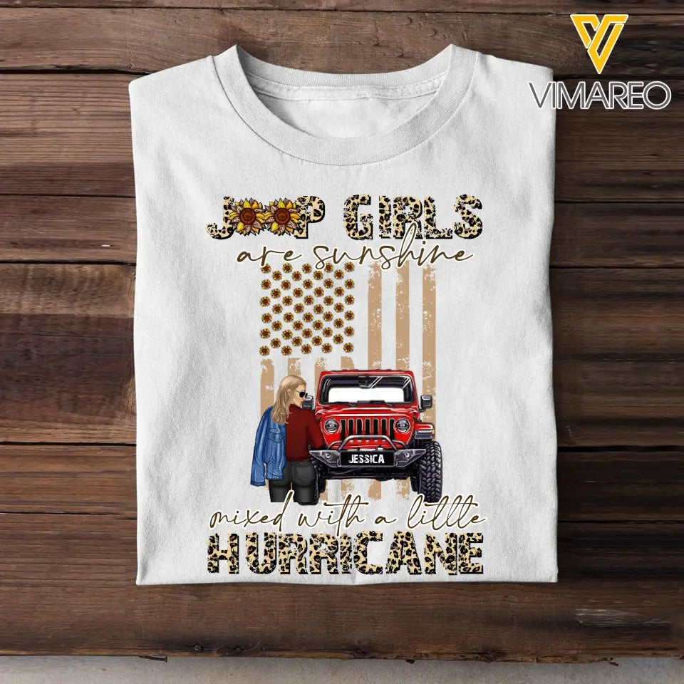 Personalized Jeep Girls Are Sunshine Mixed With A Little Hurricane T-shirt Printed MTHN2023111