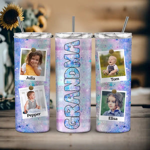 Personalized Upload Your Children Photo Grandma Gift Skinny Tumbler Printed PTN2023128