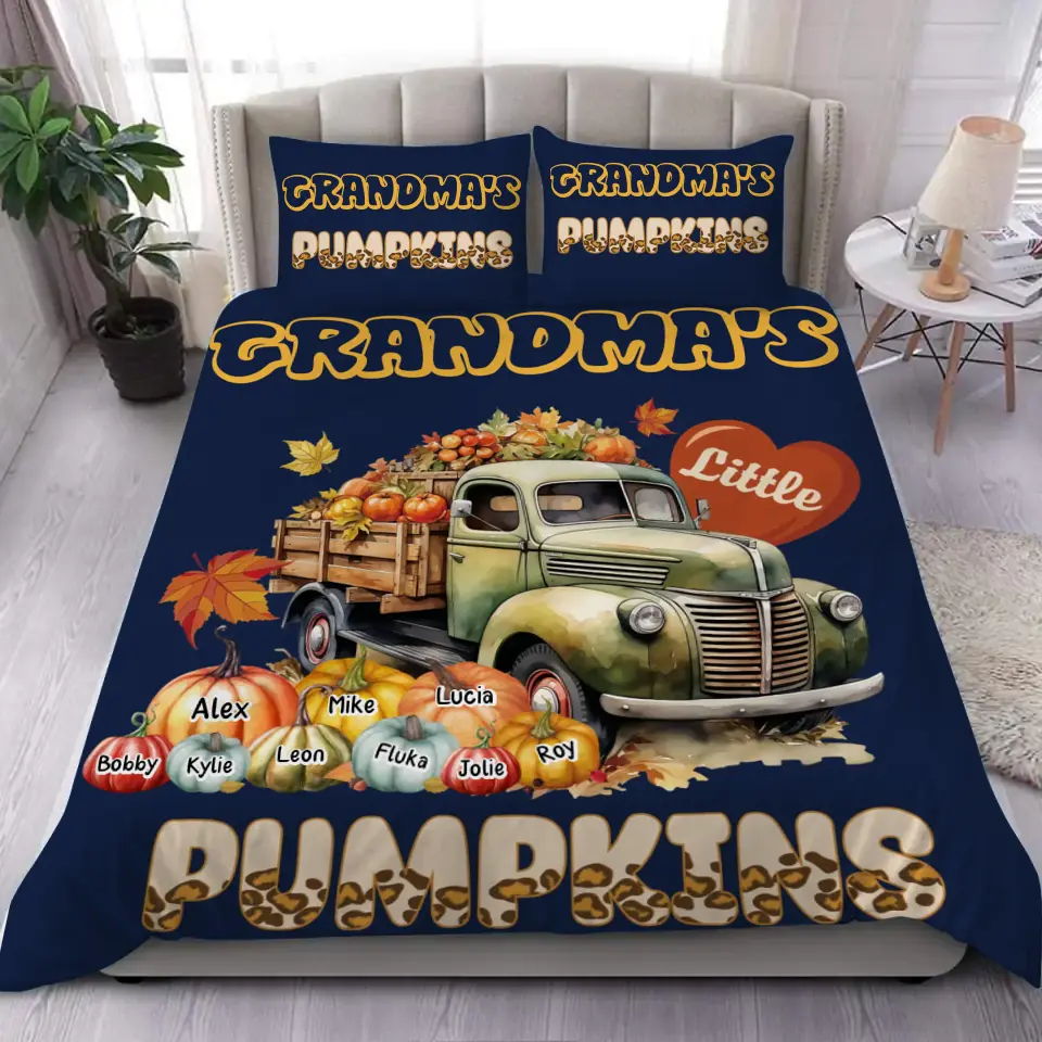 Personalized Grandma's Little Pumpkins Kid Names Bedding Set Printed HTHHN2023144