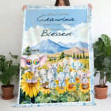 Personalized Being A Great Grandma Doesn't Make Me Old It Make Me Old It Makes Me Blessed Elephants with Kid Names Sherpa or Fleece Blanket Printed MTHN23157