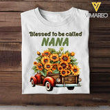 Personalized Blessed To Be Called Nana Grandma Sunflowers Car with Kid Names T-shirt Printed HTHHN23160