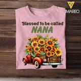 Personalized Blessed To Be Called Nana Grandma Sunflowers Car with Kid Names T-shirt Printed HTHHN23160