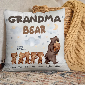 Personalized Grandma Bear & Kid Names Pillow Printed MTHKVH2023184