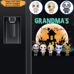 Personalized Grandma's Little Monsters Halloween & Kid Names Fridge Decal Printed HTHKVH23180