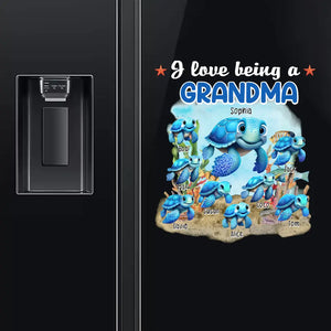 Personalized I Love Being A Grandma Turtles with Kid Names Fridge Decal Printed HTHHN2023179