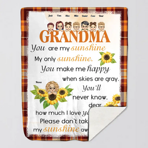 Personalized Grandma You Are My Sunshine My Only Sunshine & Kid Names Sherpa or Fleece Blanket Printed HTHHN23222